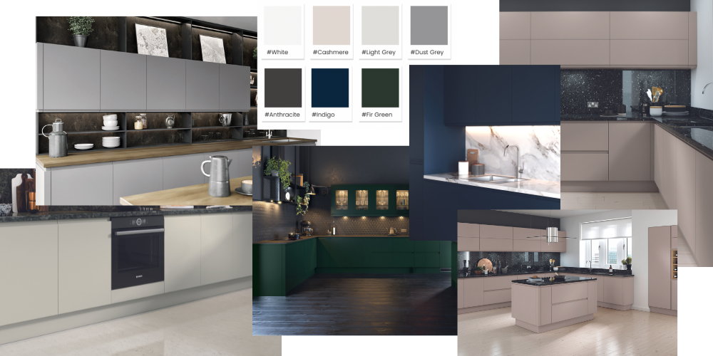 Collage of Neo Minimale Matt kitchen ranges