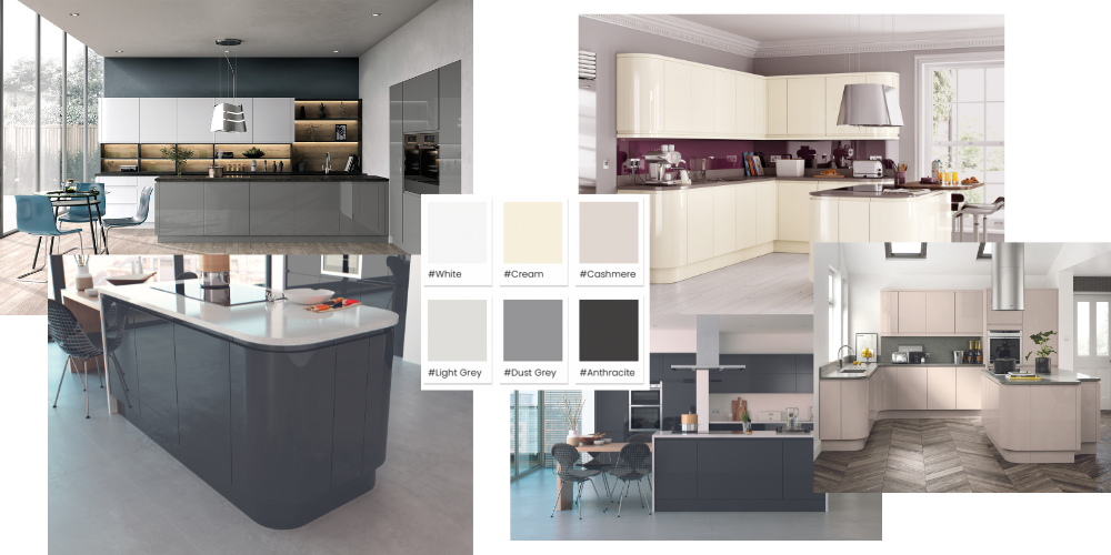 Collage of Neo Minimale Gloss kitchen ranges